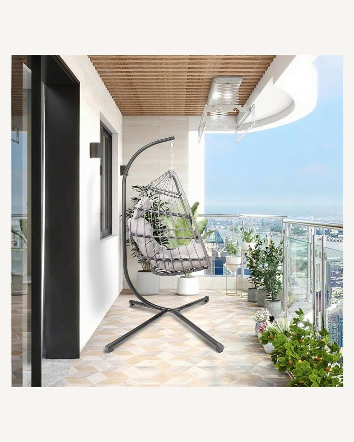 WN-EC01 rattan hanging egg chair with stand for wholesale buyers