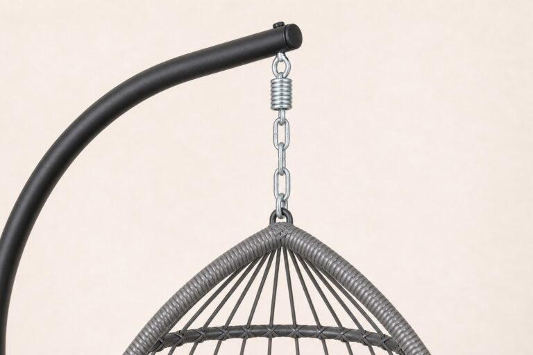 WN-EC01 hanging egg chair spring chain and woven suspension detail