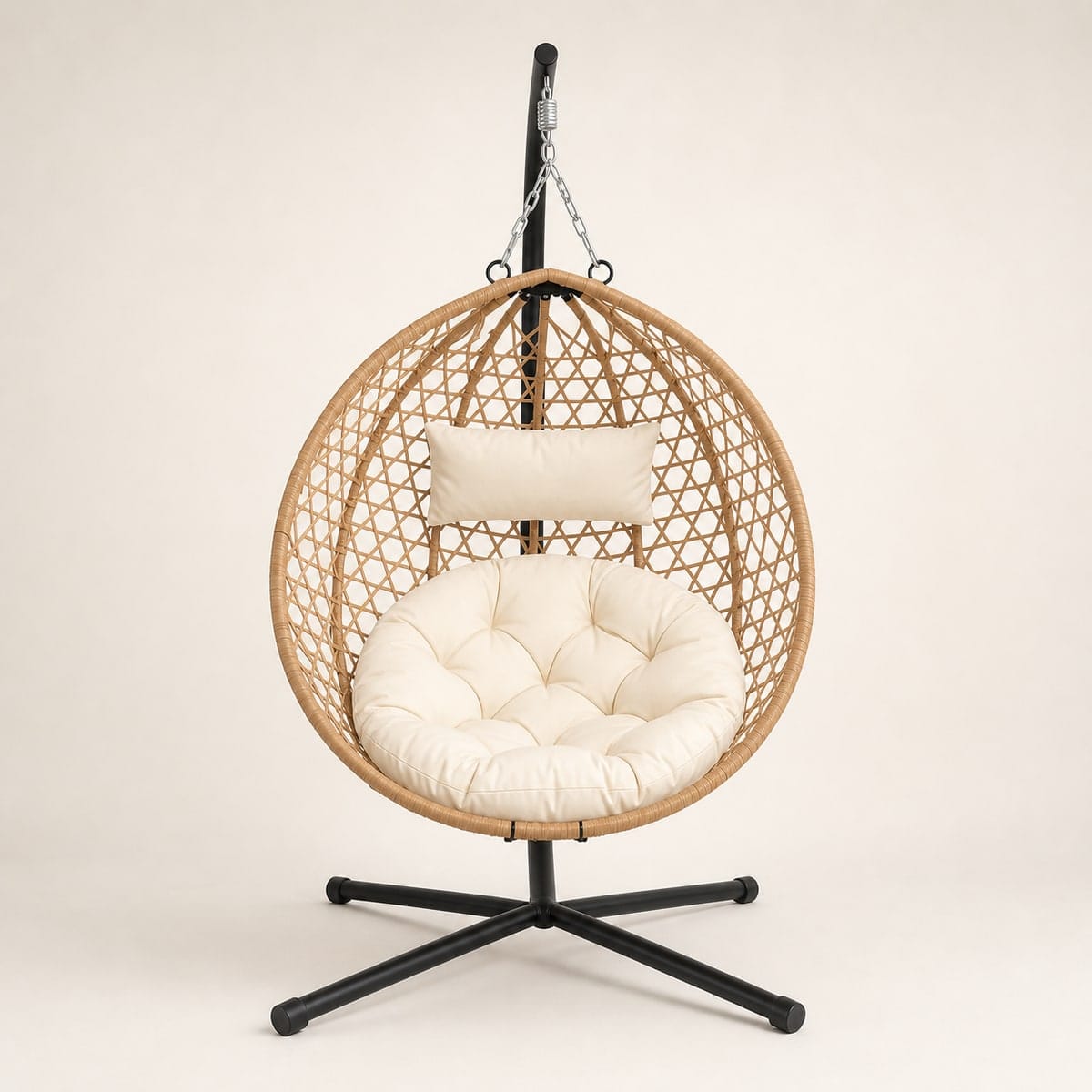 WN-EC02 Foldable Wicker Egg Chair With Stand