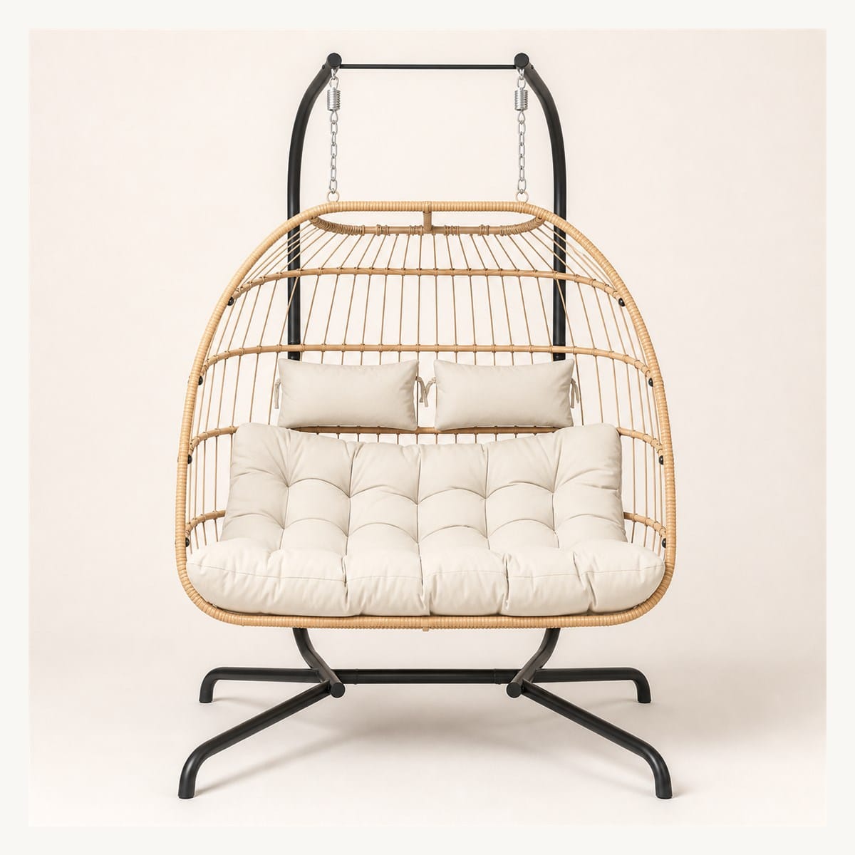 WN-EC05 Double Loveseat Hanging Egg Chair With Stand